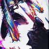 A dynamic anime illustration featuring Chainsaw Man in a dark, aggressive pose with vibrant neon accents.