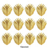 Twelve golden artificial tropical palm leaves used for party decoration
