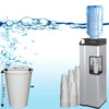 A reusable disposable paper cup dispenser showing a stream of water and several stacked cups.
