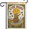 A vintage-style illustration featuring a lizard playing a guitar in front of a sun, surrounded by flowers and insects.