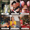 A collage showing various uses of satin ribbon rose petals including wedding, graduation, birthday party, new year gift, flor