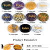 A collection of natural crystal ellipses including Rose Quartz, Tiger Eye, Red Jasper, Aventurine, Peace, Amethyst, Yellow Ja