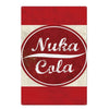 Vintage rusty cola metal wall sign with red and white stripes featuring the text Nuka Cola