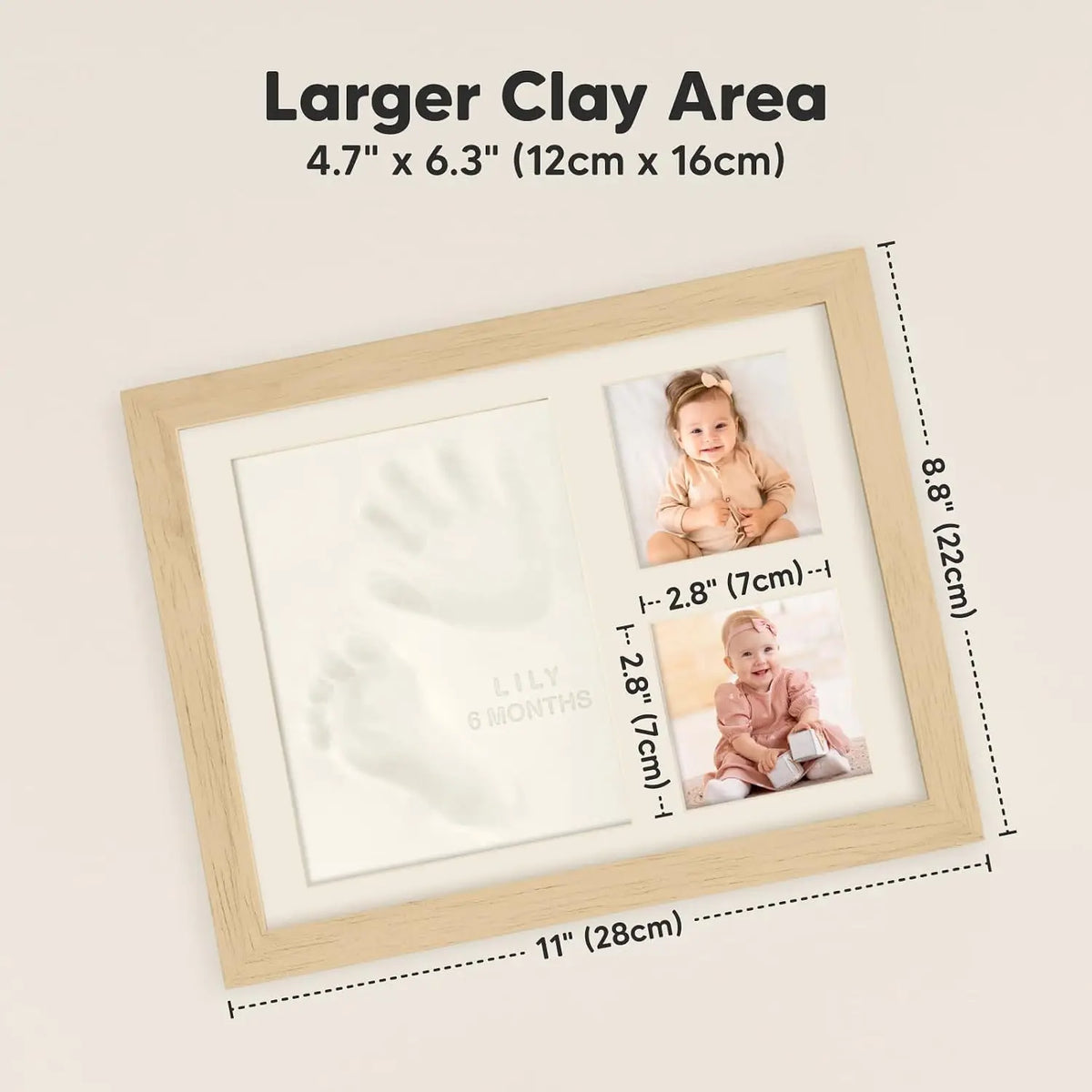 Ash Wood Baby Hand & Footprint Keepsake Kit with Photo Frame