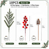 Basic set of 18 pieces including pine sprays, red berries, and pine cones for DIY crafts and holiday decor
