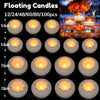 A collection of floating candles in various sizes and shapes, including round and oval designs.