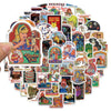 A collection of retro ghost decorative stickers featuring various characters and themes.