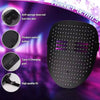 A black gesture-activated LED Halloween mask with various features highlighted.