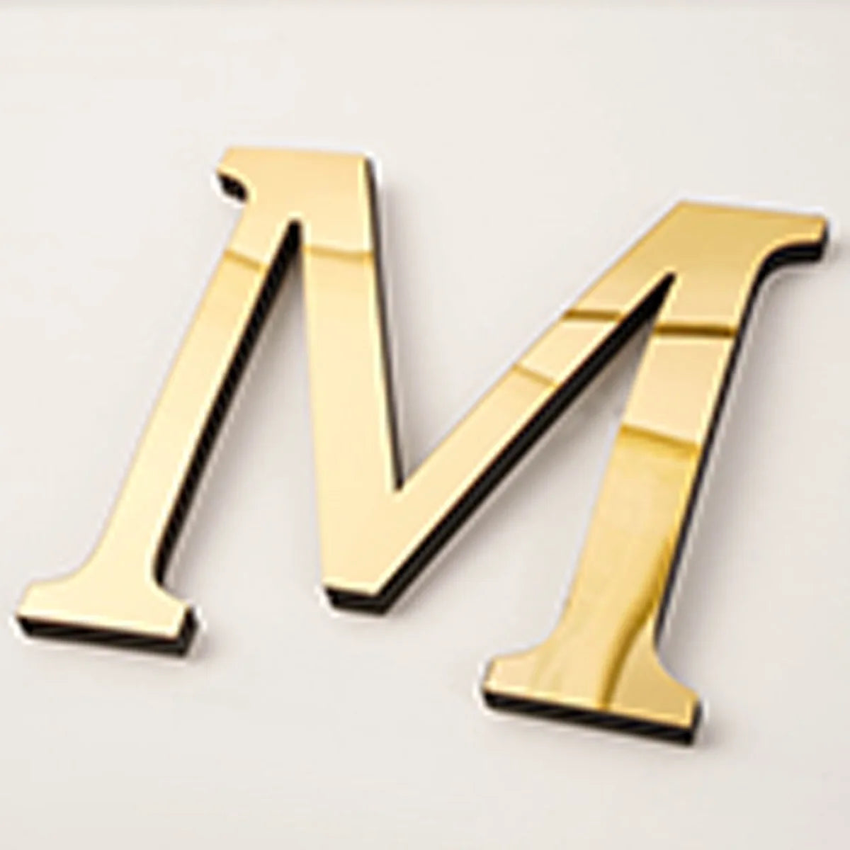 Gold acrylic mirror letter M wall sticker for self-adhesive decor