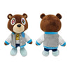 A pair of brown bear plush toys dressed in graduation attire, featuring gray and blue clothing.
