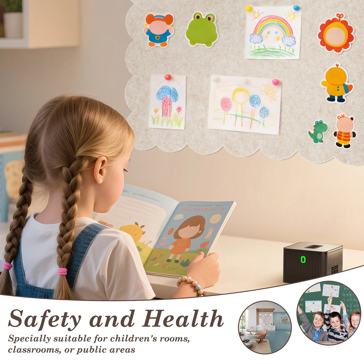A felt bulletin board with a cloud shape featuring colorful animal and nature cutouts for children's rooms or classrooms.