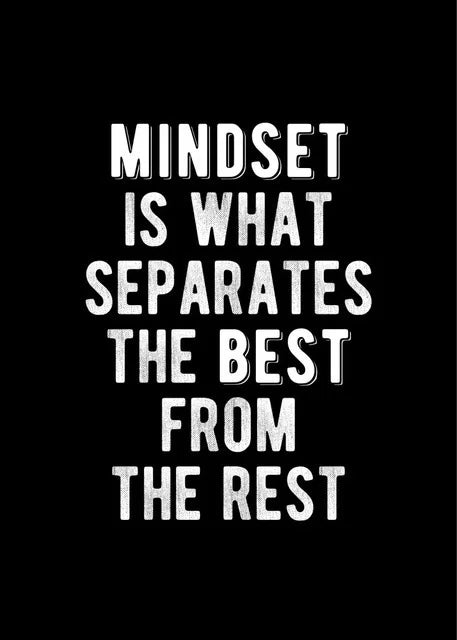 White text on a black background reads Mindset is what separates the best from the rest