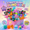 A box of squishy surprises featuring various colorful, soft toys and a question mark graphic.