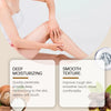 A person is applying nourishing body massage oil to their leg, showing smooth skin texture and moisturizing benefits.