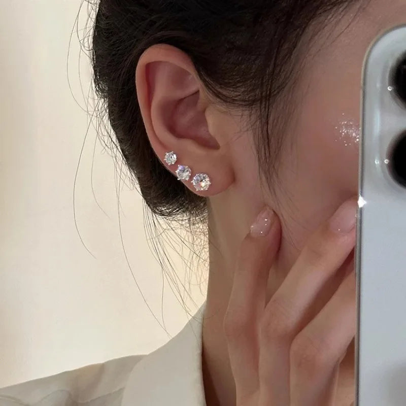 12-Pair Zircon Stud Earring Collection