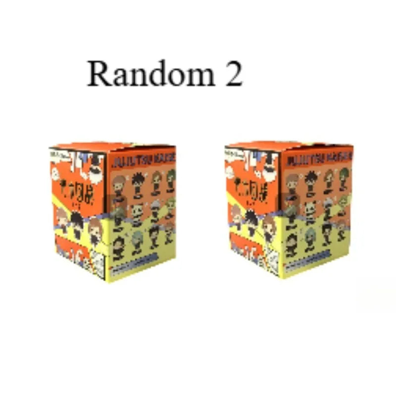 Two boxes of Jujutsu Kaisen collectible figures, labeled Random 2, displayed side by side.