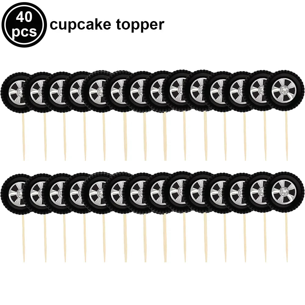 Checkered Racing Flag Toothpicks for Cupcakes & Party Decor