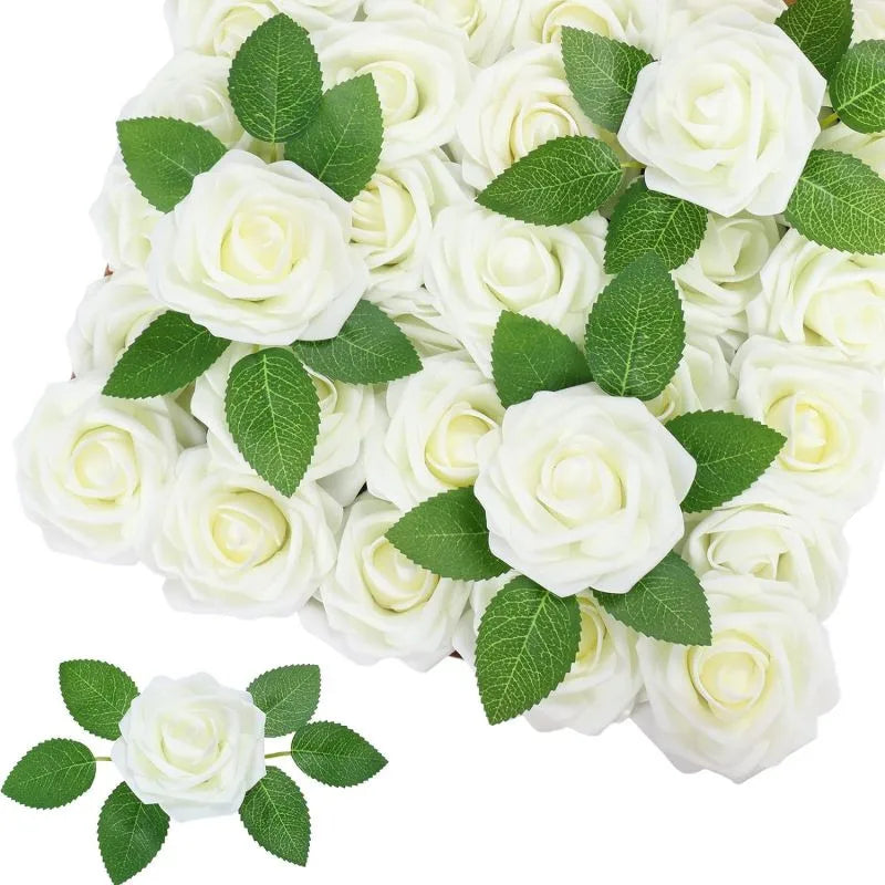 Artificial Foam Roses with Stems for Wedding & Home Décor