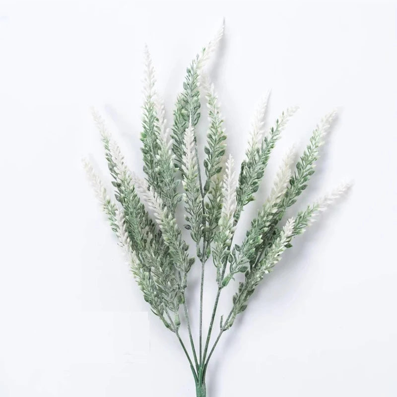 Sprigs of delicate, silvery-green lavender artificial flowers for home decor