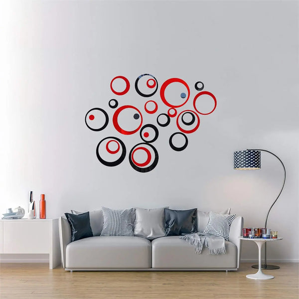 Set of 24 Gold & Silver Mirror Circle Wall Stickers