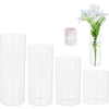 Set of 4 Clear Glass Cylinder Vases for Candles & Floral Displays