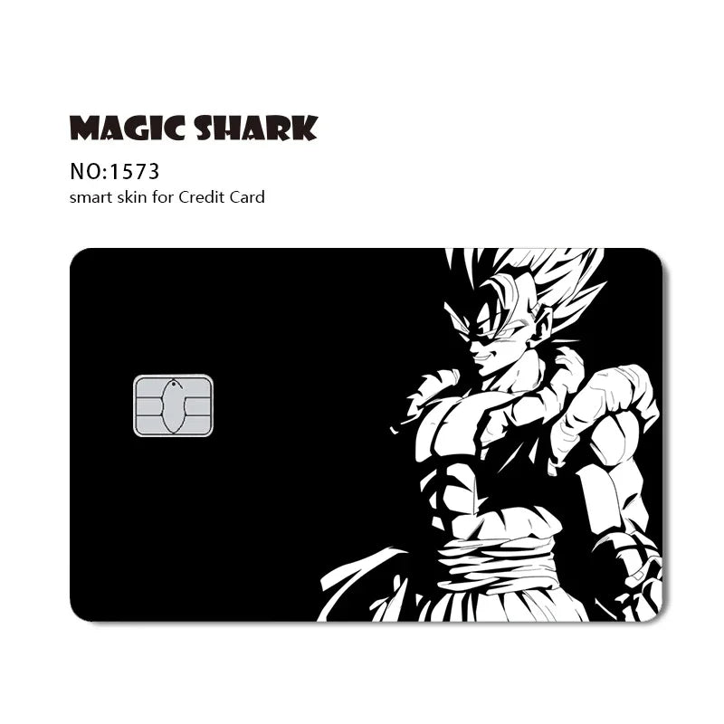 A black card skin featuring a fierce Super Saiyan character design from Dragon Ball.