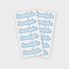 A sheet of white paper with light blue text repeating the word Sample multiple times.