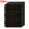 A stack of 10 packs of black acid-free trading card refill pages for 3-ring binders.