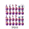 A set of 24 anime hunter girl cake toppers in various poses and colors