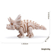 A light pink 3D printed dinosaur skeleton figurine featuring a T-Rex and Mosasaurus collectible.