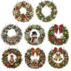 A collection of nine LED-illuminated diamond painting wreaths for Christmas décor.