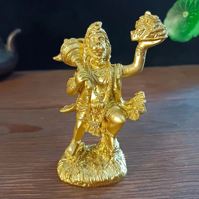 Jade Green Hanuman Statue – Resin Hindu Monkey God Figurine for Home Decor