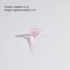 A delicate pink glass flower bouquet with a translucent stem and petals, shown against a white background.