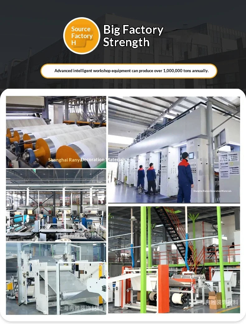 Industrial machinery for producing marble peel-and-stick tile stickers with gold accents.
