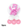 A pink foil balloon shaped like a bear with a girl theme for birthday and baby shower decorations