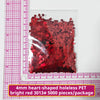 A package of 5000 pieces of bright red heart-shaped holeless PET confetti.