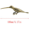 Vintage brass hummingbird statue with a long beak and detailed feathers.