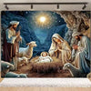 Starry Night Nativity Scene Backdrop for Christmas Celebrations