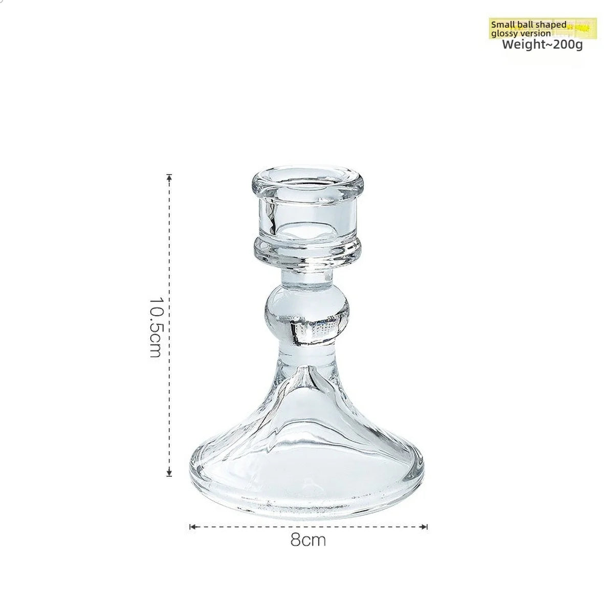 Elegant clear glass pillar candle holder with a flared base and pedestal design