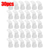 A set of 30 white space-saving hanger connector hooks for organizing and hanging items.