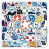 A collection of cartoon stickers featuring various sailing ships, nautical symbols, and sea life for decorating devices.