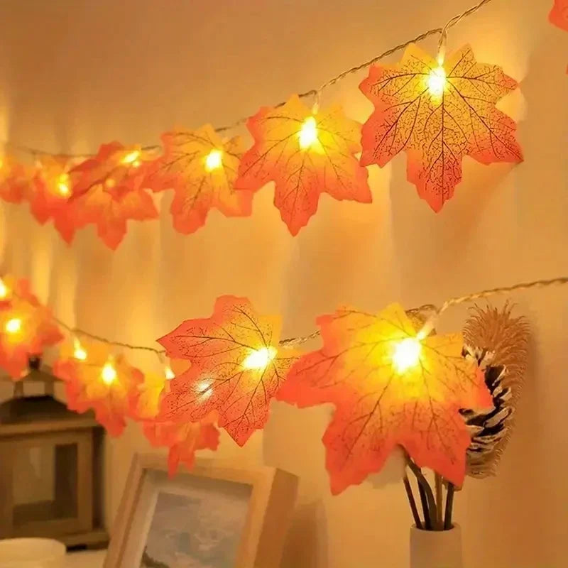 Maple Leaf LED String Lights – Warm Glow for Autumn Décor
