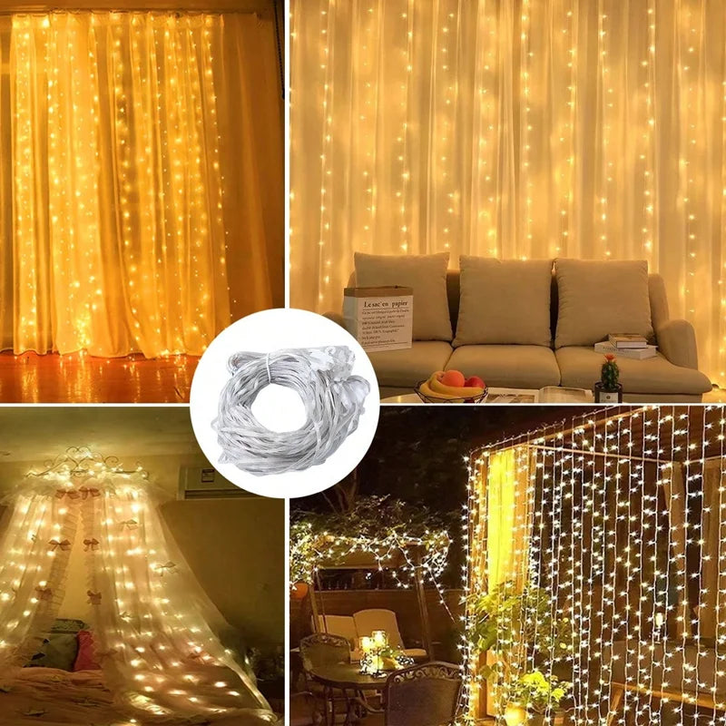 USB LED Curtain Lights with Remote – 8 Lighting Modes for Weddings & Home Decor