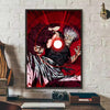 Anime canvas art poster featuring Toji Fushiguro with intense red lighting and dynamic pose
