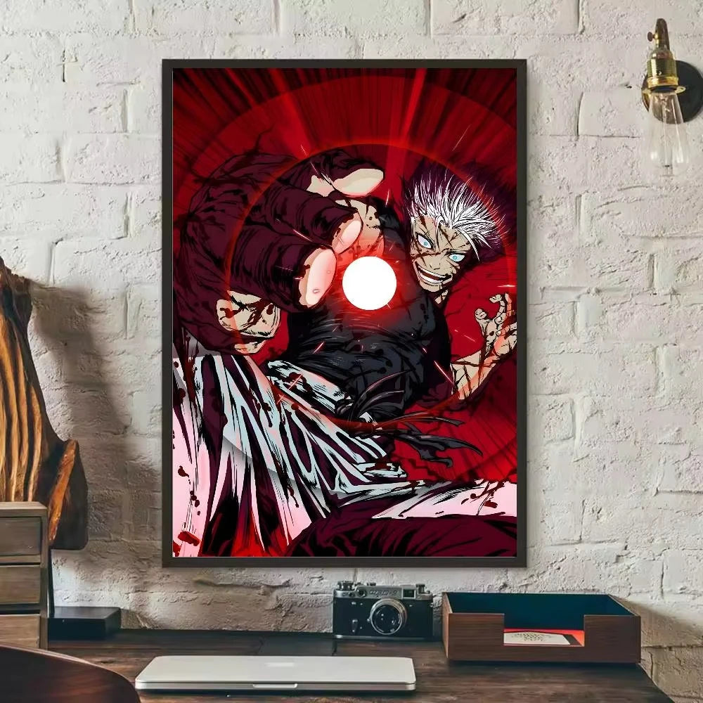 Anime canvas art poster featuring Toji Fushiguro with intense red lighting and dynamic pose