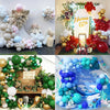 A vibrant arrangement of pastel blue latex balloons and greenery for a birthday celebration