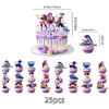 A set of 25 anime hunter girl birthday cake toppers featuring various characters and designs.
