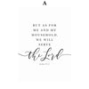 Black script text on a white background featuring the Bible verse Joshua 24:15