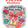 Silver glitter acrylic charms featuring books, a bow, and slippers for DIY hair bows.