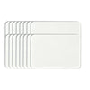 A set of clear acrylic fridge magnets with flexible magnetic backing.